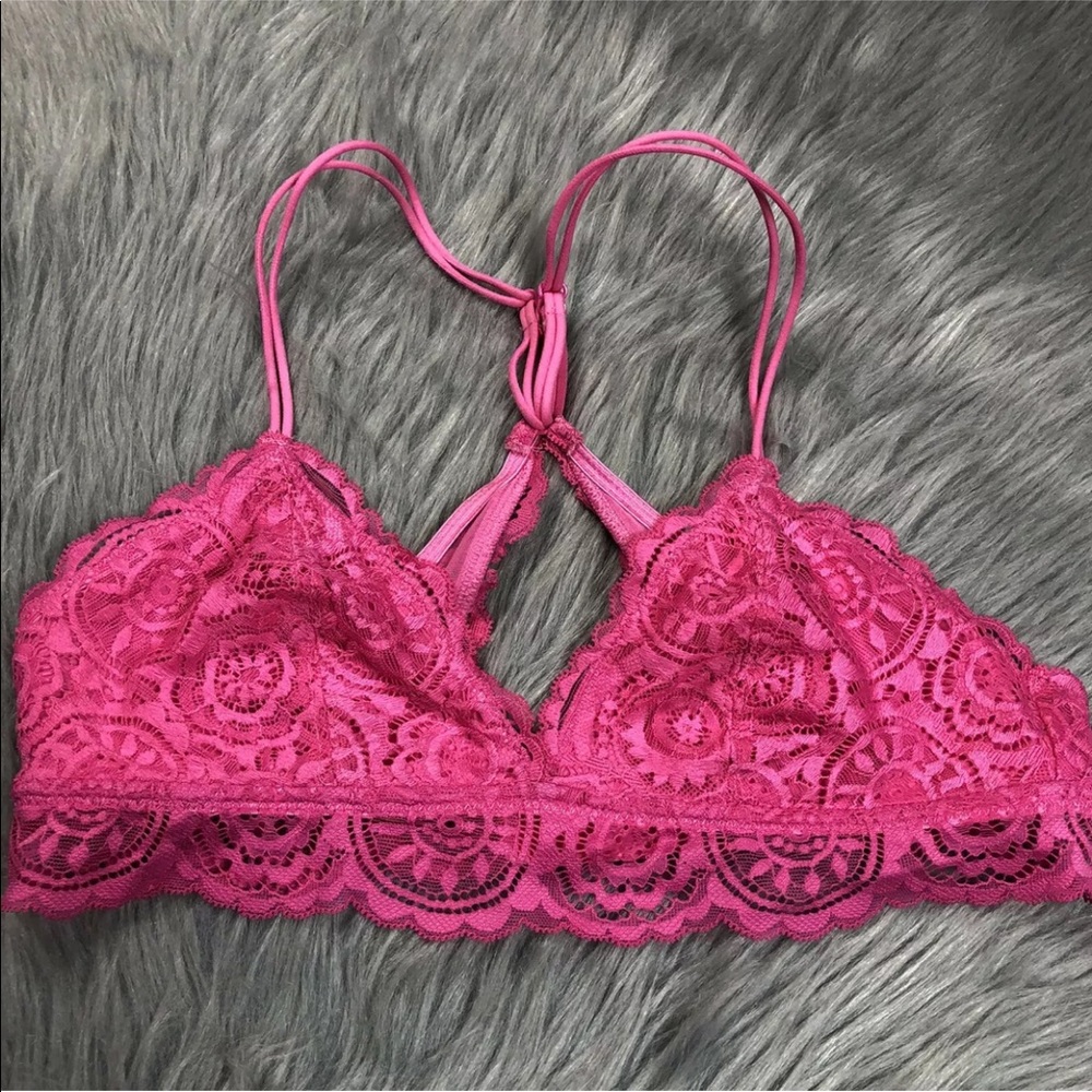 Aerie Pink Lace Triangle Bralette Small